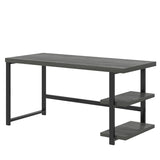 EXCEFUR Industrial Computer Desk, Home Office Desk with Storage Shelves, Wood Study Writing Table for Bedroom, Living Room, Grey, 53 Inch