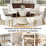 Montary 7 Piece Modern Dining Table Chairs Set of 6, Round 53" D Faux Marble Kitchen Table