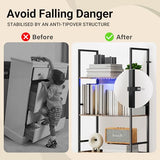 Dunatou 5 Tier Tall LED Book Shelf, 6FT Tall Standing Shelves with RGB Lights, 24'' Wide Lighted Wood Book Shelf 70 Inch Tall