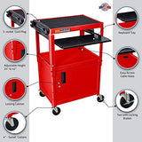 Steel AV Cart with Adjustable Height, Storage Cabinet and Keyboard Pullout Tray