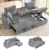 KCGKCG 81" Sectional Sleeper Sofa Bed with Storage Chaise & USB Charging