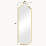 WallBeyond Arched Full Length Mirror Wall Mounted, 70"x24" Gold Metal Frame Full Body Mirror for Bedroom, Living Room, Hanging or Leaning Against Wall Full Size