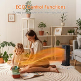 Minthouz Space Heater - 1500W PTC Ceramic Tower Heaters for Indoor Use with Adjustable Thermostat, Timer and Remote Control, Quick 1s Heat-up 70° Oscillation Electric Heater for Office, Bedroom, Room
