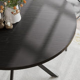 ChooChoo 47.2 Inch Round Dining Table for 4, Farmhouse Wood Kitchen Table, Circle Dinner Table for Kitchen & Dining Room, Black