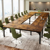 13FT Conference Table, Super Sturdy Large Rectangle Meeting Seminar Table for 16 Person