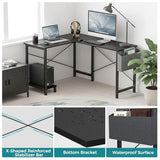 OLIXIS L Shaped Desk, 50-Inch Office Computer Gaming Desks Corner PC Table with Side Bag and Reversible Shelf