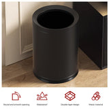 LEASYLIFE 12L/3.1GAL Black Modern Bathroom Trash Can,Small Metal Garbage Can for Bathroom, Bedroom,Children's Room, Powder Room,Hotel,Bank (12L-Black)