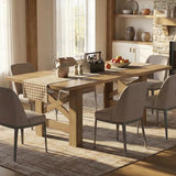 Long Dining Table for 6-8, Farmhouse Wooden Barn Kitchen Table for 6, Triangular Legs, Large Dining Room Table