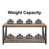 EXCEFUR Modern Coffee Table, Industrial Metal and Wood Living Room Table with Storage Shelf, Rustic Brown