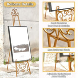 Metal Scroll Extra Large Free Standing Adjustable Display Stand Easel with Chain Support, Heavy Duty Easel for Sign, Wedding