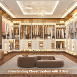 Aheaplus Closet System with 6 Drawers, 4 Hanging Rods & Corner Tower
