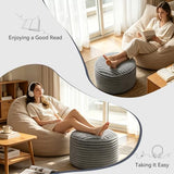 HOTKBO Corduroy Pouf Ottoman Foot Rest, Round 20x15 in, 12lb Foam Filled