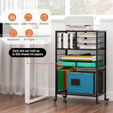 Rolling Cart with Storage Drawer, Under Desk Filling Cabinet with Mail Sorter