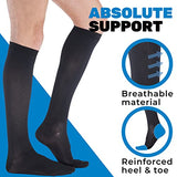 ABSOLUTE SUPPORT Made in USA - Compression Knee High for Women & Men 20-30mmHg - Graduated Support Opaque Compression Socks for Swelling, Pregnancy, Leg Pain - Black, Medium - A105BL2