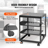 VEVOR 12U Open Frame Server Rack, 23-40 in Adjustable Depth, Free Standing or Wall Mount Network Server Rack, 4 Post AV Rack with Casters, Holds All Your Networking IT Equipment AV Gear Router Modem