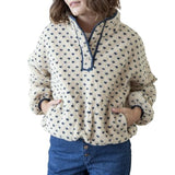 Talakeno Womens Fleece Sweatshirt Half Zip Sherpa Pullover Jackets Warm Long Sleeve Vintage Hiking Coat with Pockets(Blue,M)