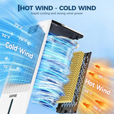 Portable Air Conditioners, 3-in-1 Evaporative Air Cooler with Touch Screen & Remote, 2.66Gal Cooling Fan, 6 Speeds & 3 Modes, 12H Timer, Includes 4 Ice Packs & Rolling Casters for Home, Office