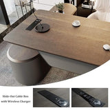 SAINTCY Large Executive Office Desk with File Cabinet, 86.6 Inch Sit & Stand L Shaped Executive Desk, Adjustable Luxury Office Desks for Boss
