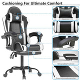 OS MOTOR Gaming Chair with Headrest and Lumbar Support, Ergonomic High Back Office Chair (White)