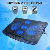 Cryogen Gaming Laptop Cooling Pad - Fits 17 in Computer- Adjustable Laptop Cooling Stand with 5 Quiet Cooler Fans