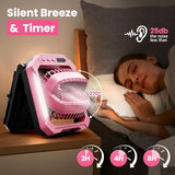 26800mAh Portable Fan Rechargeable with 18W Detachable Solar Panel, Quiet Battery Powered Camping Fan Cordless with LED Lantern,3 Speed,Timer,USB-C,for Bedroom Tent Home Office Desk Hurricane(Pink)