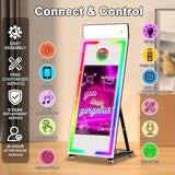 Magic Mirror Photo Booth with Camera and Printer, 65-43in Interactive Touch Screen Mirror Photo