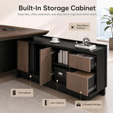 SAINTCY Professional Executive Desk with Privacy Panel & Drawers