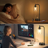 Table Lamps for Bedrooms Set of 2 - Fully Dimmable Bedside Lamps with USB A and C Ports and Outlet