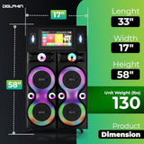Dolphin Karaoke Machine with Screen – Karaokebox 4120: Quad 12" Big Karaoke Machine, 18.5" Touchscreen Lyrics Display, WiFi, Bluetooth Speakers, 2 UHF Wireless Mics, Powerful Sound System & Deep Bass