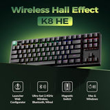 Wireless Mechanical Keyboard Hot Swappable Hall Effect Magnetic Switches 2.4 GHz/Bluetooth