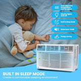 Towallmark 10,000 BTU Window AC Unit, 115V Cools 450 Sq.Ft Spaces, Remote Control with 3 Speeds & Auto Restart, for Bedroom and Living Room, White