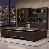 L Shaped Executive Desk with Combination Lock Drawer, 78 inch Large Computer Desk