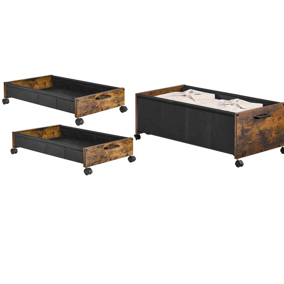 Under Bed Storage with Wheels, Bigger Size, Wooden Under Bed Storage Containers, Under Bed Shoe Organizer FOUCSSOMEI