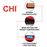 CHI Original Digital Ceramic Hair Straightener 1", Hairstyling Iron, Delivers Shiny Smooth Results, Even Heat for Less Damage, Ruby Red