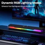 Bluetooth 6.0 Computer Sound Bar with Dynamic RGB Light, USB/Type-C Plug & Play, Gaming Speakers for Computer Desktop, PC, Laptop