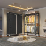 VIPEK R2C Plus Heavy Duty Rolling Garment Racks with Cover Clothing Rack for Hanging Clothes Portable Closet with Adjustable Wire Shelving & Double Rods