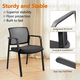 Mesh Back Stacking Guest Chairs,Stackable Waiting Room Arm Chair with Fabric Upholstered for Office