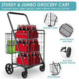330LBS Capacity Shopping Cart for Groceries,Upgraded Jumbo Grocery Cart with Waterproof Liner