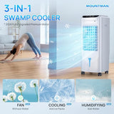 Swamp Cooler, 1800 CFM Windowless Portable Air Conditioners with 4.2 Gal Water Tank, 120° Swing,12H Timer,3 Modes & 3 Speeds,4 Ice Packs, Evaporative Air Cooler for Room,Bedroom,Office,Crystal White