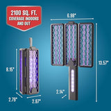 Flowtron 2-in-1 Tri-Fold Bug Zapper Racket | Portable Insect Killer with UV Light, 2100 Sq Ft Coverage, 3-Hour 2000mAh Rechargeable Battery, Compact Travel Design