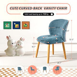 VINGLI Chenille Curved-Back Armless No Wheels Vanity Chair for Girls