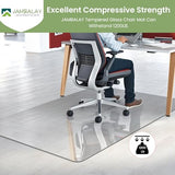 Tempered Glass Chair Mat, Heavy Duty Glass Office Floor Mat for Carpets and Wooden Floor