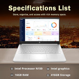 HP Stream 14" HD BrightView Laptop, Intel Processor N150, 16GB RAM, 416GB Storage (128GB eMMC + 288GB Docking Station Set