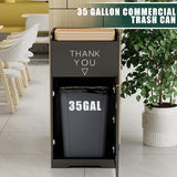 Wooden Restaurant Trash Can Cabinet with Tray Holder – 35-Gallon Commercial Indoor Trash Can