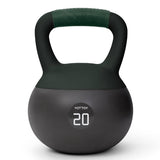 YOTTOY Soft Kettlebell with Leather Handle – Anti-Slip Sweat-Absorbing Grip, Home Gym Kettlebell Weights for Strength Training (Green, 20 LB)