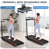 Treadmill with Desk Workstation & Adjustable Height, 450 LBS Weight Capacity, Folding Treadmill with 15% Incline, Bluetooth Speaker