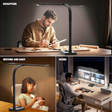 LED Desk Lamp for Home Office - 24W Bright Double Head Desk Light with Clamp