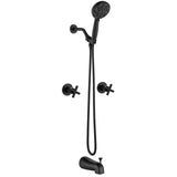 gotonovo 2 Handles Tub Shower Faucet Set,Bathtub Faucet Set with 6 Modes Handheld Spray Shower System with Tub Spout,Shower Head and Handle Set Shower Fixture Wall Mount Matte Black