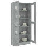 Rustic Gray Oak Bookshelf with Doors - 186 cm Freestanding Storage Unit for CDs, Books & Decor - Ideal Sideboard for Living Room & Home Office