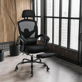 Simple Deluxe Home Office Desk Chair with Footrest, High-Back Mesh Rolling Swivel Reclining Chairs with Wheels